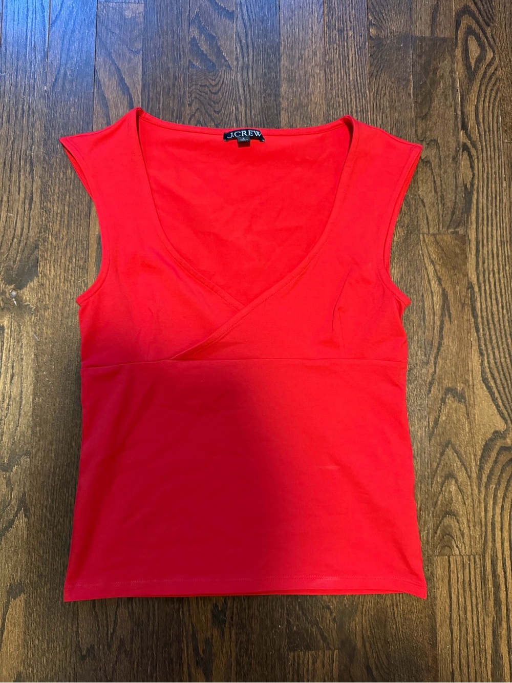J. Crew Bright Red Sleeveless Wrap-Style Tank